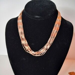 925 Sterling Silver with Gold Overlay, 10 Layered Chain Necklace.
